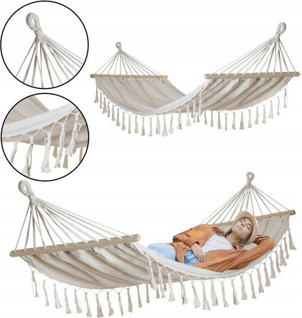 Gartenhängematte Milos Boho Schaukel in Ecru, Breite: 200 cm, Tiefe: 100 cm - Bild 1