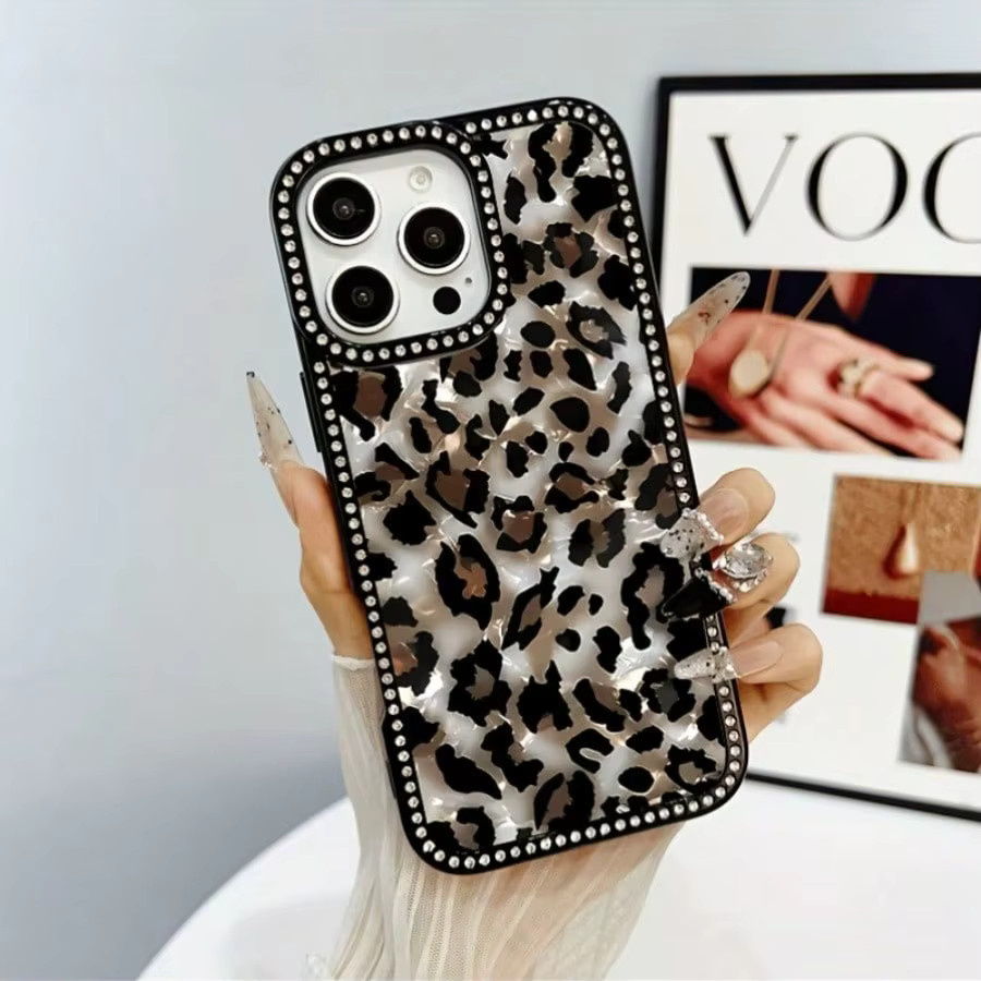 Handyhülle mit Leopardenmuster in Multicolour und Weiß, weiche TPU-Kanten und Acryl-Rückseite, kompatibel mit iPhone 17, 16, 15, 14, 13, 12 und 11 Pro Max - Bild 2