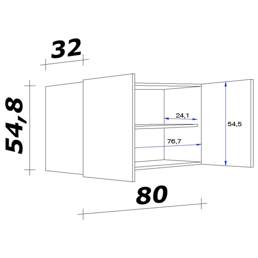 Flex-Well Küchen-Oberschrank Morena in Basaltgrau matt und San Remo Eiche, B/H/T: 80 x 54,8 x 32 cm - Bild 2