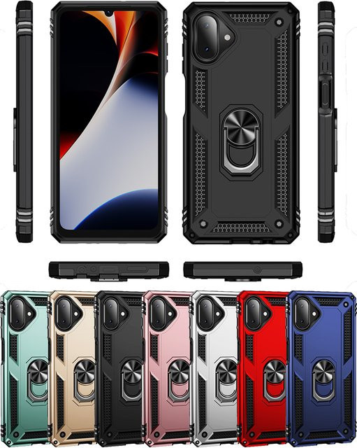 Stoßfeste Schutzhülle für Samsung Galaxy A16 A17 A06 A07 A37 A56 A57 4G 5G mit Metallring-Halter und Standfunktion in Schwarz - Bild 1