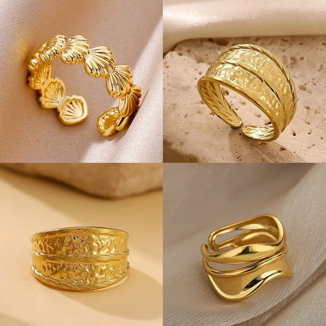 ICFTZWE Ringe Edelstahl, goldfarben, Damen - Bild 1
