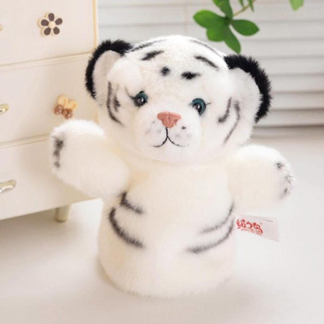 Yiran toy Tiger Plüschpuppe, Braun Weiß, 20cm, Handpuppe - Bild 1