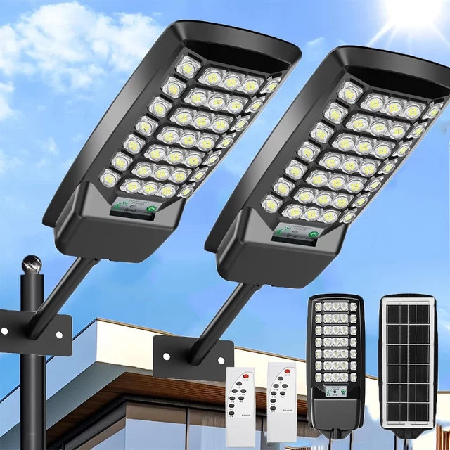 UMEXUS Solar-Flutlicht mit 140 LEDs und Bewegungssensor, wasserdichte Solarleuchte für den Garten in Schwarz - Bild 1
