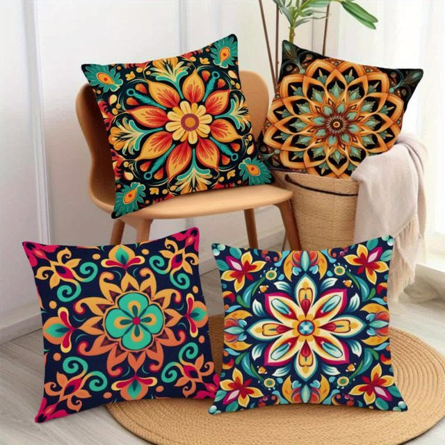 VIKAMA Mandala-Kissen-Set, quadratisch, mehrfarbig, B/T/H: 30 x 30 x 30 cm - Bild 1