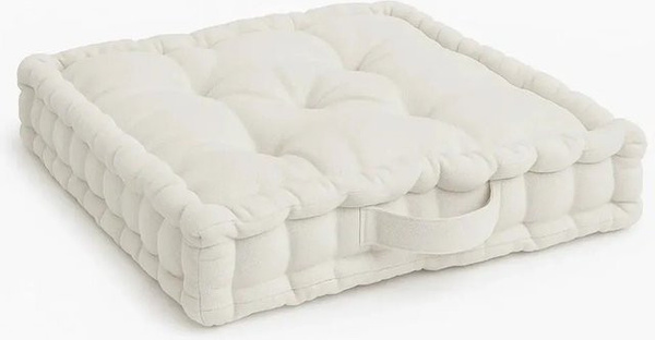 Beautissu Mila Stuhlkissen aus Baumwolle in Beige, B/T/H: 50 x 50 x 10 cm