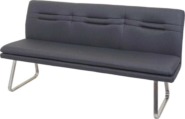 BERLINLODGE Sitzbank Modern in Grau mit Rückenlehne aus Stoff und Edelstahl Gebürstet B/T/H: 180 x 90 x 59 cm, Sitzhöhe: 49 cm - Bild 1