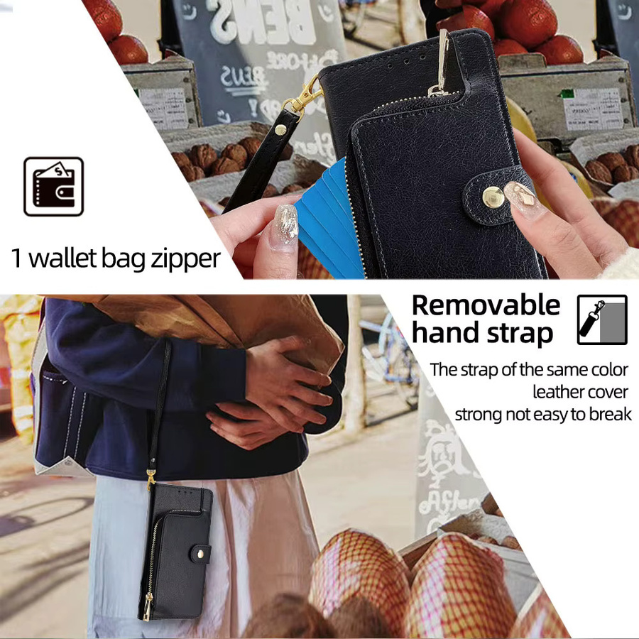 Leder Flip Case Schutzhülle für Infinix Note 40 Pro, Smart 8 Pro und 8 Plus mit Brieftaschenfunktion und Kartenfächern in Rot oder Schwarz - Bild 4