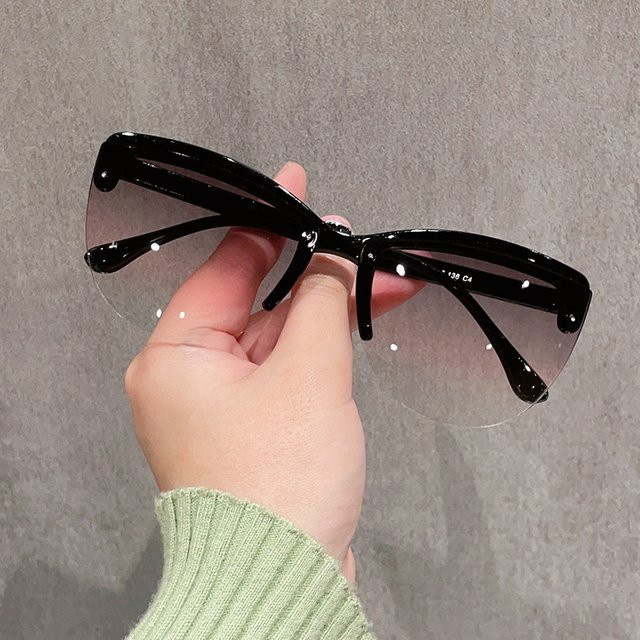 MDOD Sonnenbrille Cat Eye, Halbrand, Damen, schwarz, Kunststoff - Bild 1
