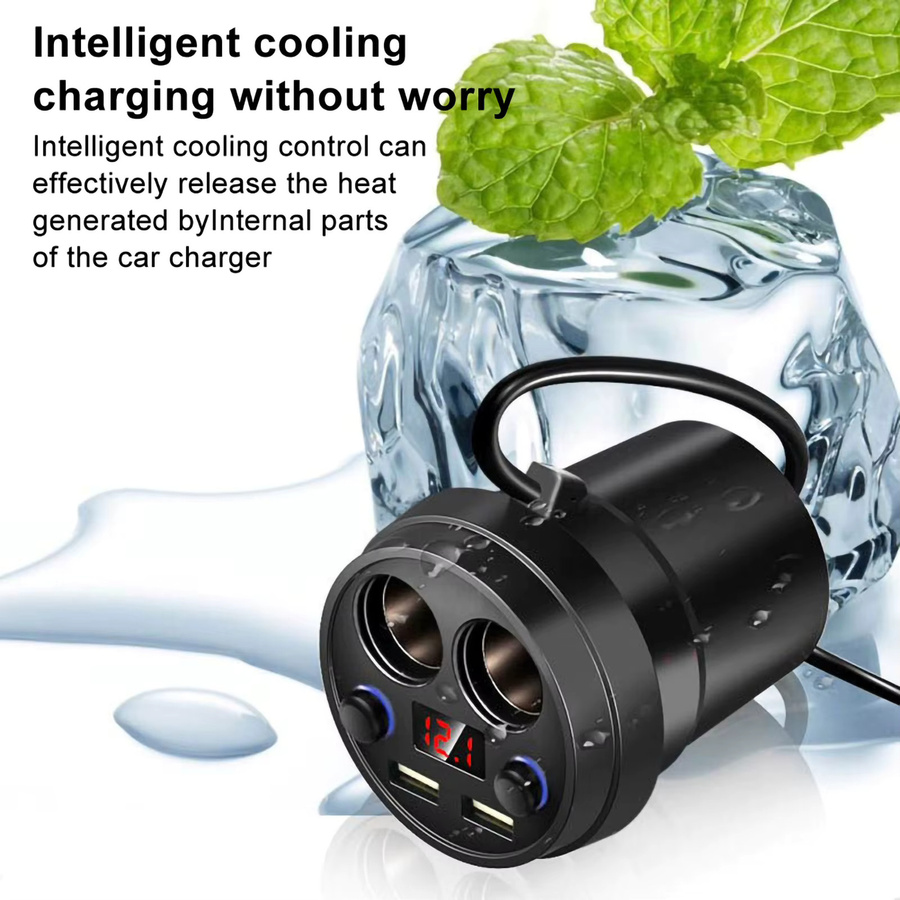 Qiilu Cup Dual USB Autoladegerät in Schwarz mit Kabel als Multifunktions-Zigarettenanzünder für Telefon, Tablet und PC - Bild 3