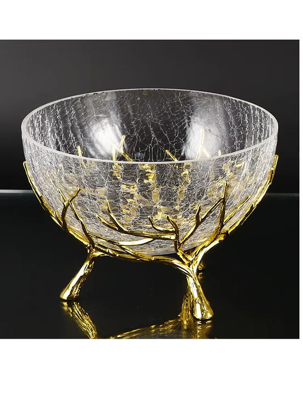 ZJMZYM Glas Tablett Transparent mit Goldrand als dekoratives Obstteller und Snack-Tablett für dein Wohnzimmer - Bild 3