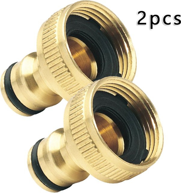 Messing Garten Wasserhahn Adapter Reducer in Gold für Anschluss von 3/4 Zoll auf 1/2 Zoll - Bild 1