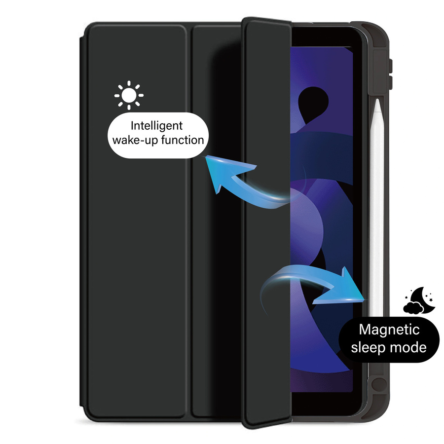 Smart Cover Hülle für Apple iPad Pro, Air und iPad Generationen mit Stifthalter und Tri-Folding Funktion in Transparent/Blau - Bild 4
