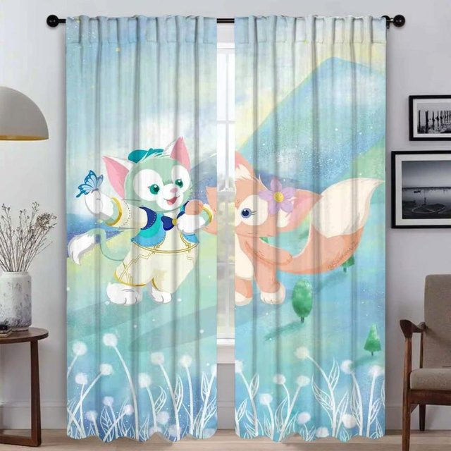 L-Linabell Tüll Vorhang Set Blau, 2 Stück halbtransparent für Schlafzimmer und Wohnzimmer, Breite: 50 cm, Höhe: 70 cm - Bild 1