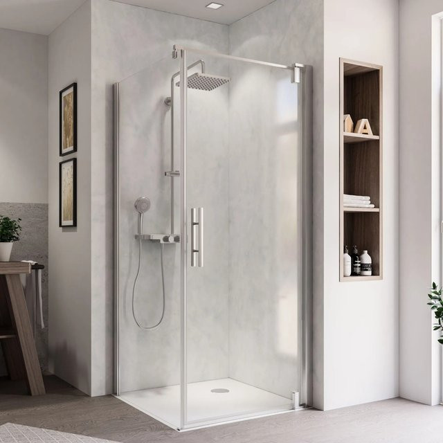 Breuer Seitenwand für Drehtür Europa Design in Chrom und Klarglas, Breite: 100 cm - Bild 1