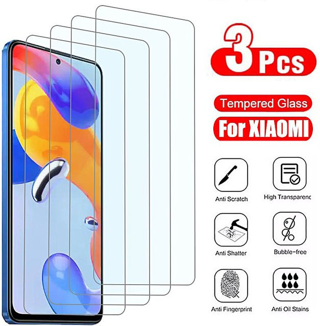 3er-Pack Displayschutzfolie aus gehärtetem Glas für Xiaomi Redmi Note 13 Pro 12 11 11S 8 9 10 in Transparent - Bild 1