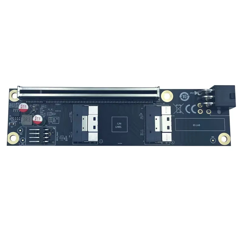 PCIe 5.0 x16 auf 2 Port SlimSAS 8i x2 SFF8654 Riser Adapter Karte für Netzwerk und Grafikkarte in Schwarz - Bild 2