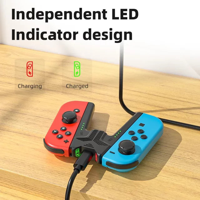 Aolion Ladegriffhalterung für Nintendo Switch und Switch 2 Joycon Controller Grip Ladestation, Schwarz - Bild 1