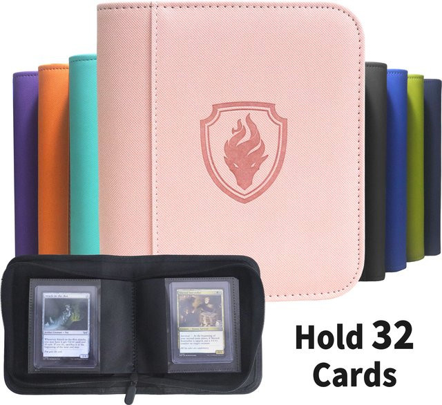Kartenordner mit Reißverschluss in Grün, Premium PU-Einband mit 32 Kartenfächern für 3x4 Zoll Spielkarten - Bild 1