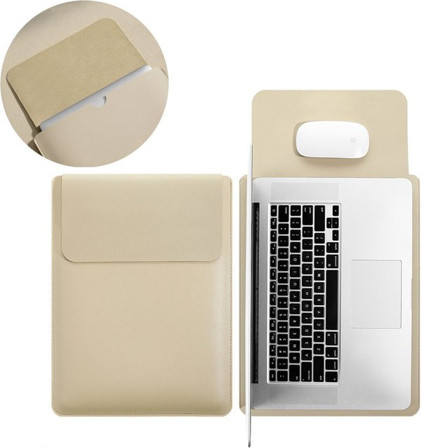 PU-Laptop-Hülle aus Leder für MacBook Air Pro, iPad Air Pro und andere Notebooks in Schwarz oder Beige - Bild 1