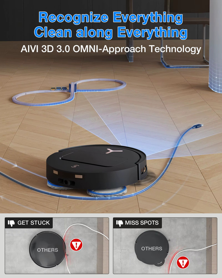 ECOVACS DEEBOT T50 PRO Omni Gen3 Roboterstaubsauger mit Wischfunktion in Schwarz mit 25.000 Pa Saugkraft, AIVI 3D 3.0, Heißlufttrocknung und automatischer Reinigungslösungs-Nachfüllung - Bild 6
