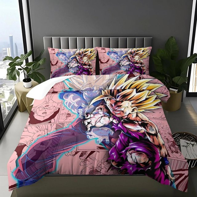 Binchi Fitness Anime Bettwäsche Set Dragon Ball mit Bettbezug und Kissenbezügen, Mehrfarbig, Mikrofaser, B/H: 228 x 264 cm - Bild 1