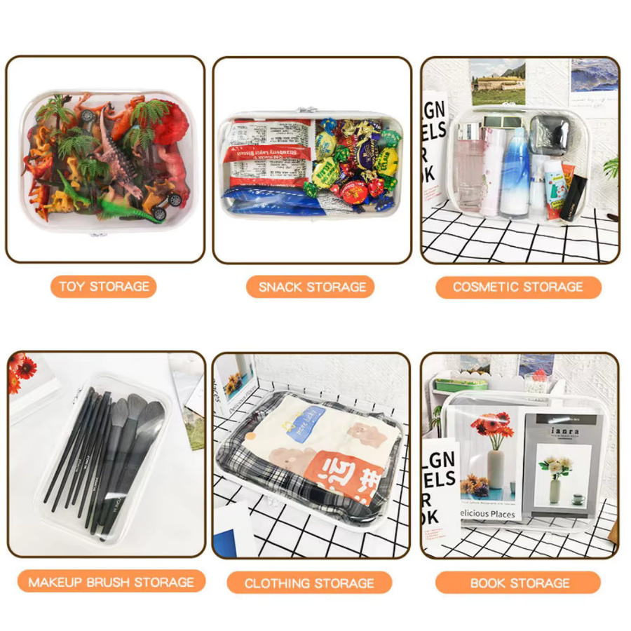 3er-Pack transparente Reißverschlussetuis aus Kunststoff als Organizer für Federmäppchen, Spielzeug oder Kosmetik - Bild 2