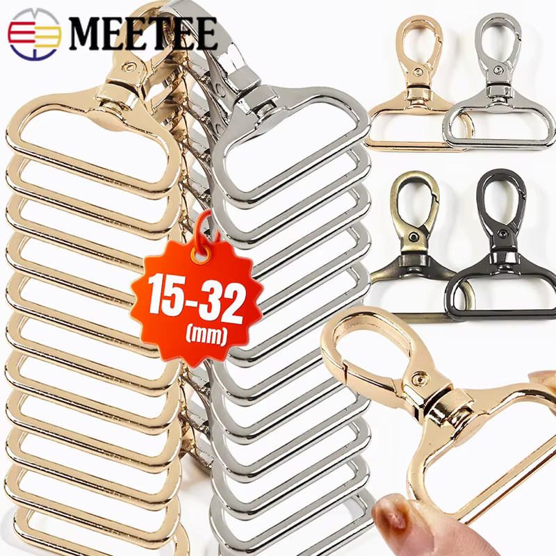 Meetee Metall Karabinerhaken und Gürtelschnallen Set für DIY Nähzubehör in Silber und Gold - Bild 2