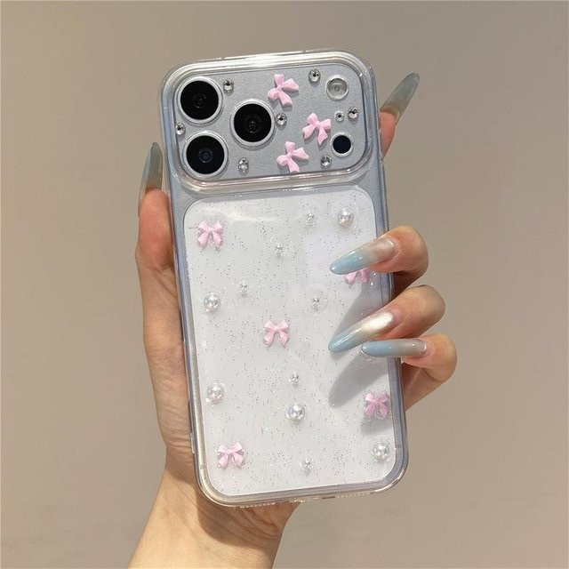 Rosa Perlen Schleifen Case für Apple iPhone 17 16 15 14 13 12 Pro Max - Bild 1
