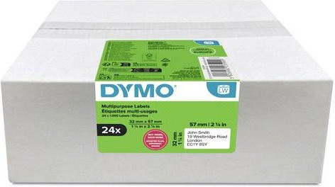 DYMO Vielzweck-Etiketten Rolle, Weiß, 24 Rollen, B: 57 mm, H: 32 mm, FSC-zertifiziertes Papier - Bild 1