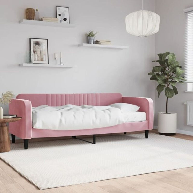vidaxl Polsterbett Tagesbett mit Matratze aus Samt und Metall in Rosa, Modernes Design, B/T/H: 200 x 80 x 90 cm - Bild 1