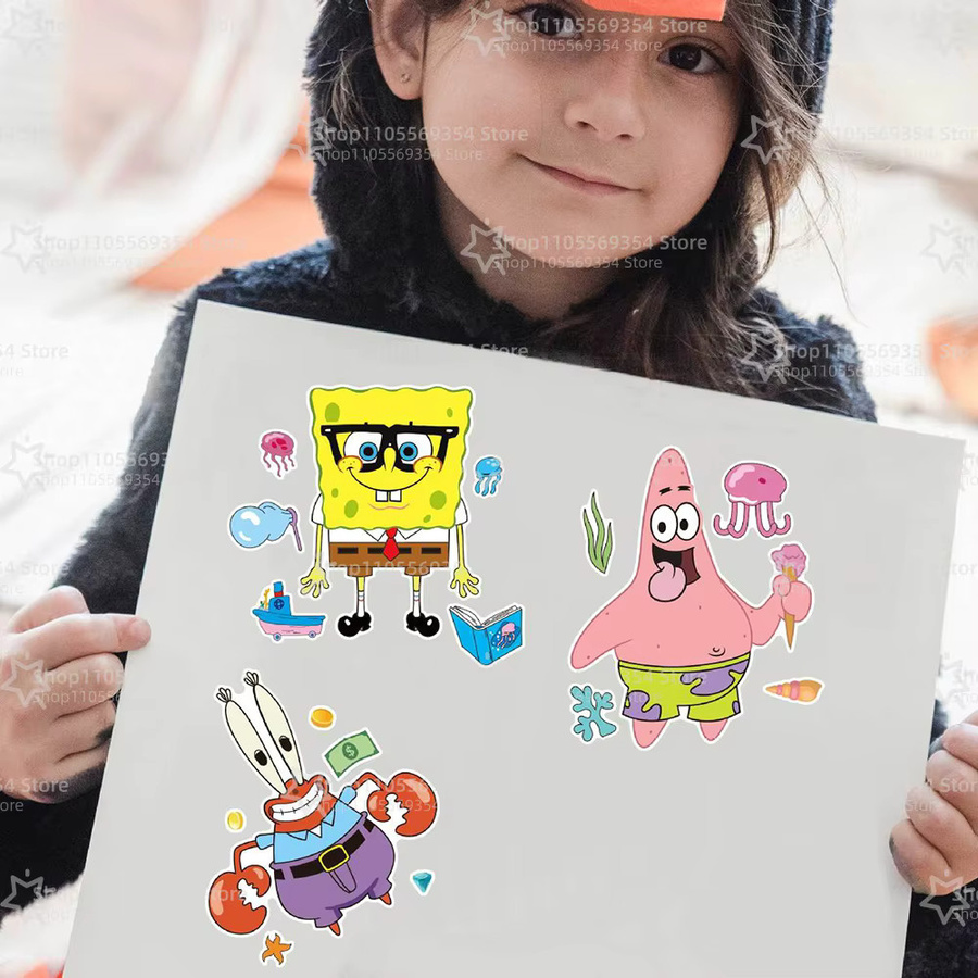Potdemiel SpongeBob Schwammkopf DIY Gesichtsaufkleber in Mehrfarbig für Kinder als Partyzubehör und Geburtstagsgeschenke - Bild 4