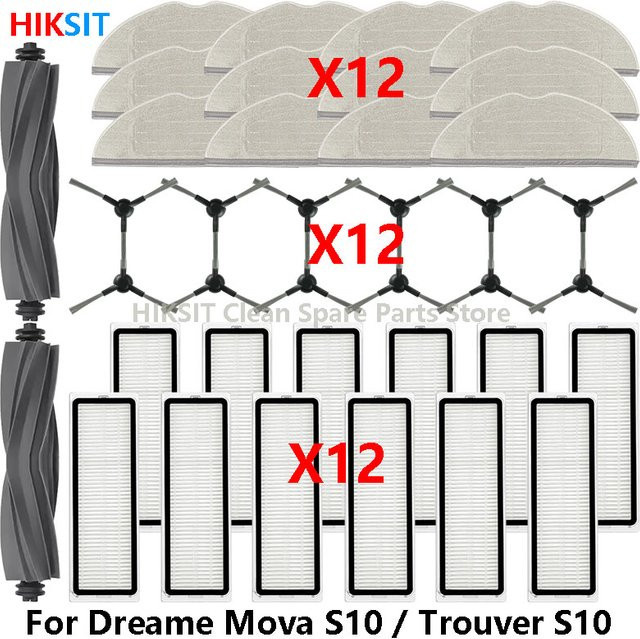 HIKSIT Ersatzteil-Set mit Bürste, Hepa-Filter und Wischtuch passend für Dreame Mova S10, Trouver S10, Mova S10 Plus und Trouver S10 Plus - Bild 1
