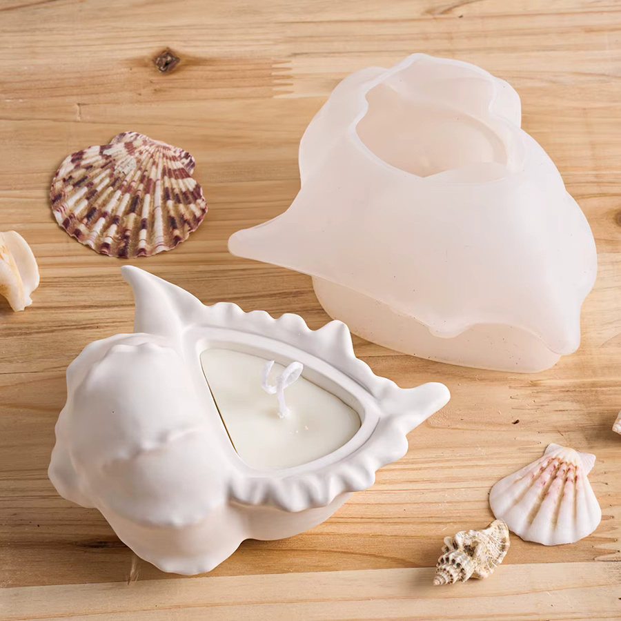 UDOCOOL 3D Muschel-Silikonform in Weiß für DIY Gips Kerzen und Aromatherapie Bastelzubehör - Bild 2