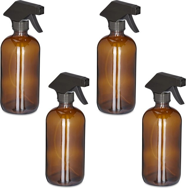 Relaxdays Sprühflasche aus Glas in Braun, 4er Set, 500 ml - Bild 1