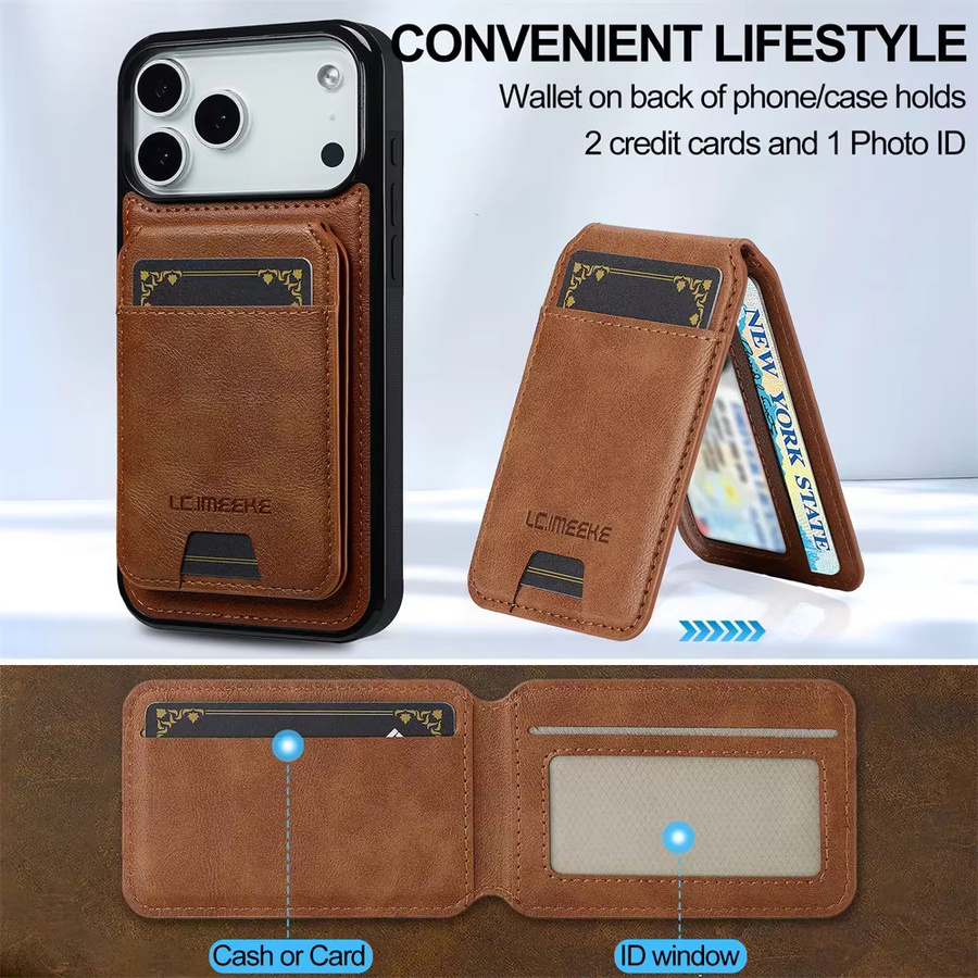 Magnetische Leder-Handyhülle mit abnehmbarem Kartenfach für Apple iPhone 17 Air 16 15 14 13 12 11 Pro Max XS XR X 7 8 Plus in Schwarz oder Braun - Bild 3