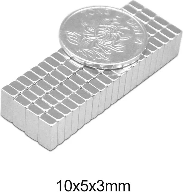 Starke quaderförmige Blockmagnete in Silber für Haushalt, Büro und DIY, B/T/H: 10 x 5 x 3 mm - Bild 1