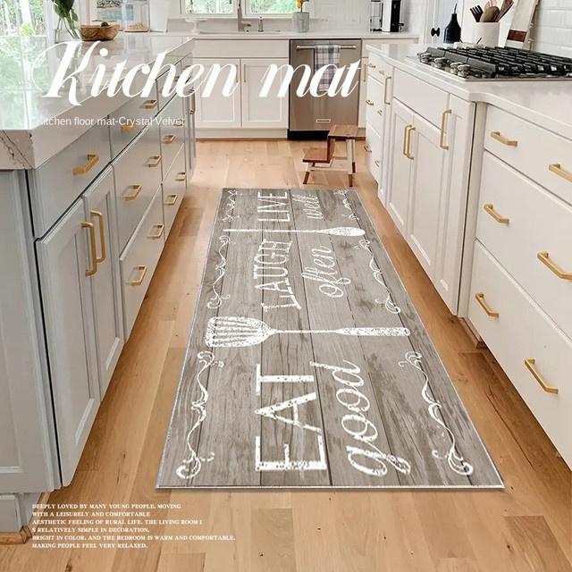 Vikama 2er-Set moderne Teppichmatten mit Streifen in Grau, rutschfest und saugfähig für Küche, Flur oder Badezimmer, B/T: 40 x 60 cm - Bild 1