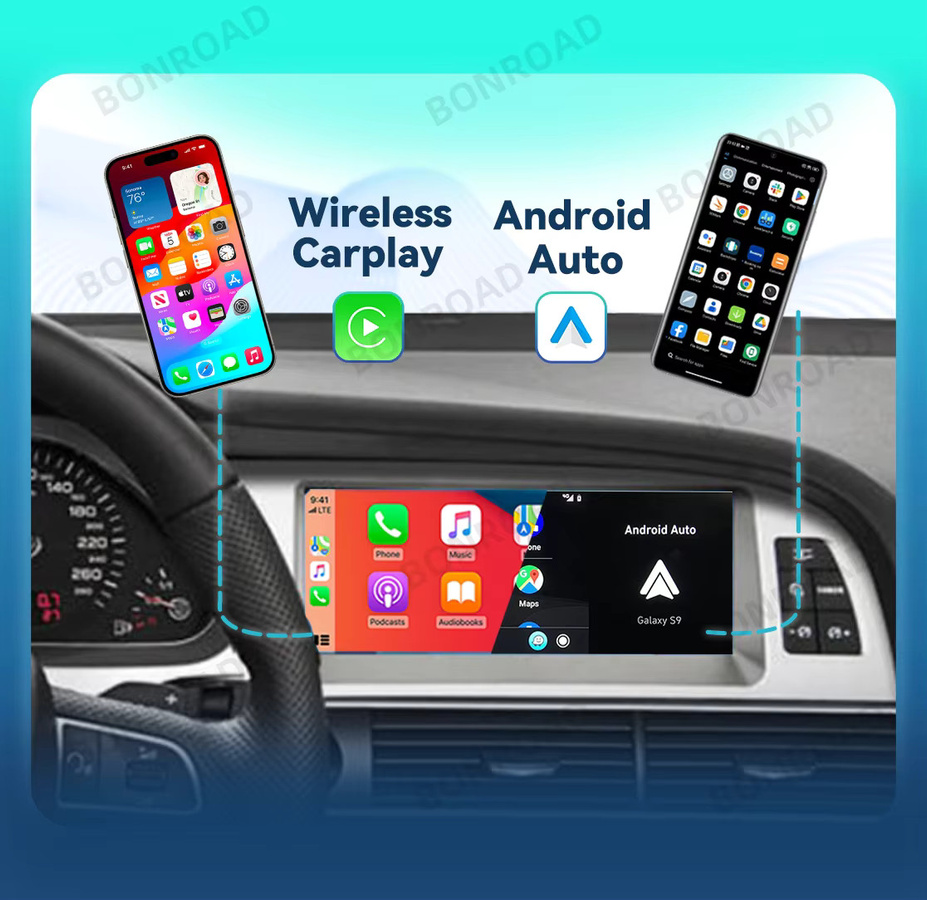 BONROAD Linux Multimedia-Autoradio mit 8,9 Zoll Touchscreen für Audi A6 C6 4F 2005-2015 MMI2G MMI3G in Schwarz mit Wireless CarPlay, Android Auto und Airplay - Bild 2