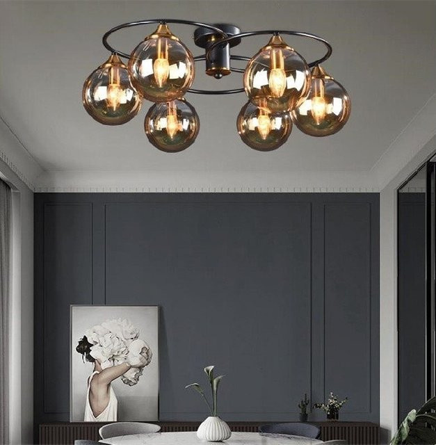 Claeted Deckenleuchte in Schwarz mit transparentem Glas für Wohnzimmer, Esszimmer, Arbeitszimmer oder Schlafzimmer - Bild 1
