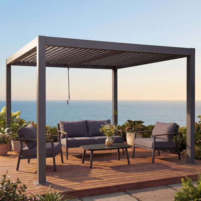 MCW Pergola L46 Lamellen-Pavillon mit Aluminium-Gestell in Anthrazit, B/T: 400 x 300 cm - Bild 1