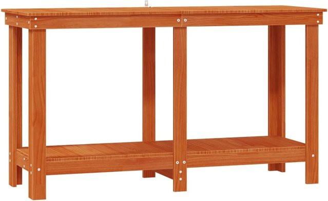 vidaXL Werkbank aus massivem Kiefernholz in Wachsbraun, B/T/H: 140 x 50 x 80 cm - Bild 1