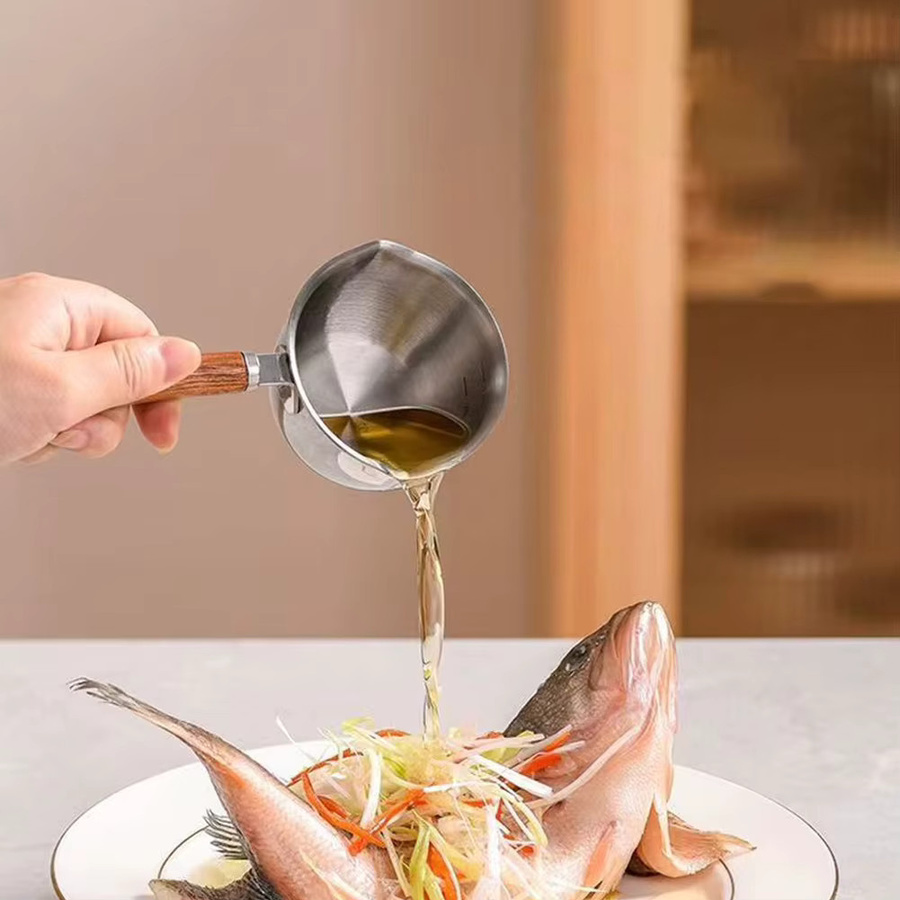 Aihogard Milchpfanne aus Edelstahl in Silber, kleiner Heißöltopf und Schmelztiegel zum Schmelzen von Butter - Bild 5