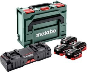 Metabo Basis Set mit 4 x LiHD 8.0 Ah Akkus, ASC 145 Duo Ladegerät und metaBOX 145 in Grün - Bild 1