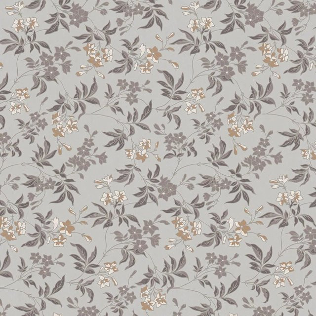 PROFHOME Blumen Tapete Floral Grau Gold-Braun Weiß Schwarz, Vlies Tapete mit botanischem Muster, Breite: 0,53 m, Länge: 10,05 m - Bild 1