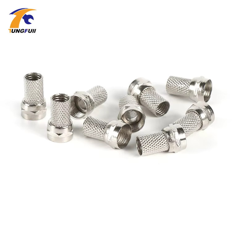 TUNGFULL Twist On RG6 F Typ Koaxialkabel-Stecker aus Messing und verzinktem Kupfer in Gold oder Silber - Bild 2