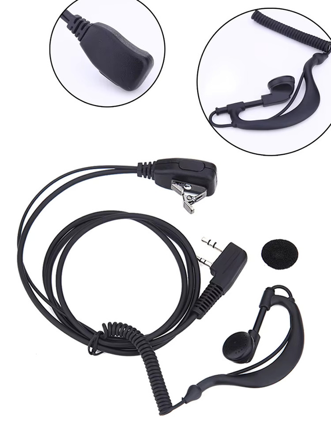 APWIKOGER 2 Pin auf 1M Walkie Talkie Headset Adapter Hörer Kabel für Baofeng UV5R BF-480 BF-490 BF-320 V6 und QX-67 in Schwarz - Bild 6