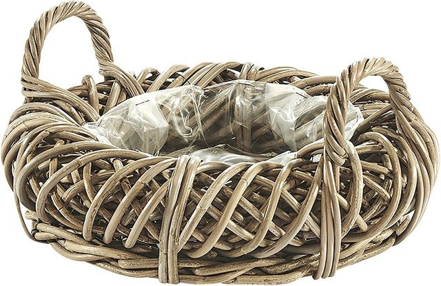 Kobolo Pflanzschale Pflanzring Rattan in Grau mit Folie Durchmesser: 40 cm - Bild 1