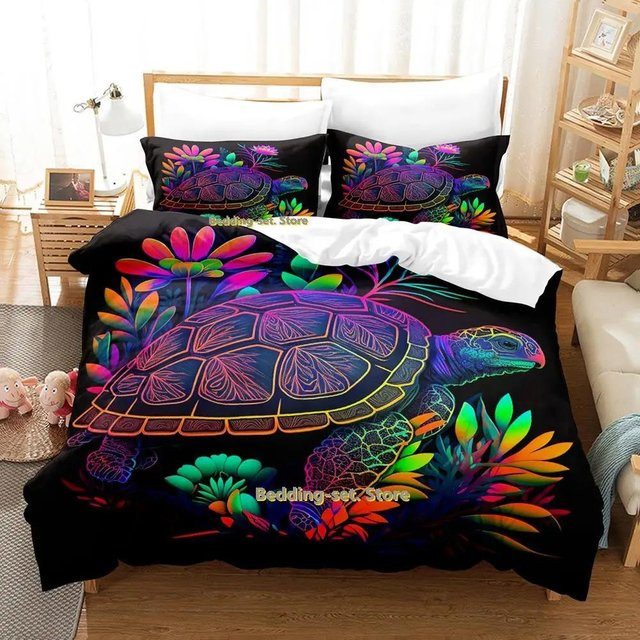 Binchi Outdoor Product Bettwäsche-Set Turtle Island mit 3D-Schildkröten-Motiv, dreiteiliges Set aus Mikrofaser, Mehrfarbig, B/H: 264 x 228 cm - Bild 1