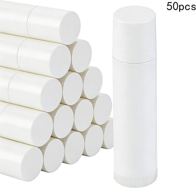 Lippenbalsam-Behälter Runde Röhrchen mit Kappen, 50 Stück, Weiß - Bild 1