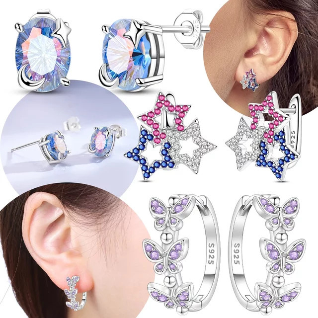 Aurora Star Butterfly Ohrringe, versilbert, Damen - Bild 1